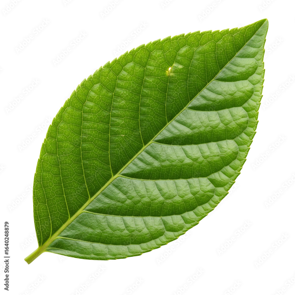 Obraz premium Green leaf isolated on white background with clipping path.