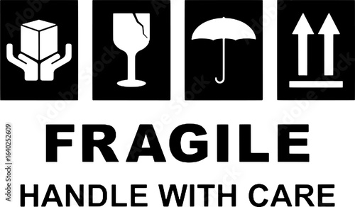 Fragile - Handle With Care Shipping Label and Icons