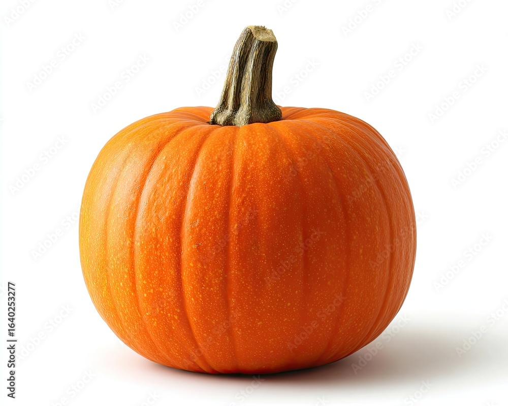 Obraz premium Single, ripe orange pumpkin on white background