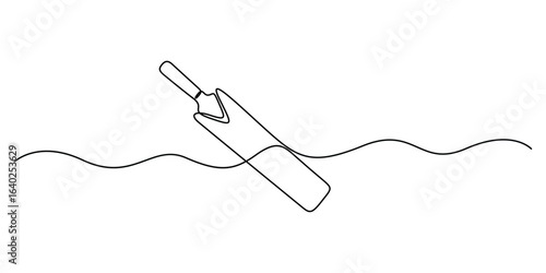 Professional cricket bat continuous one line drawing, Continuous single line drawing cricket bat, ball, and wicket stumps isolated on white background vector illustration