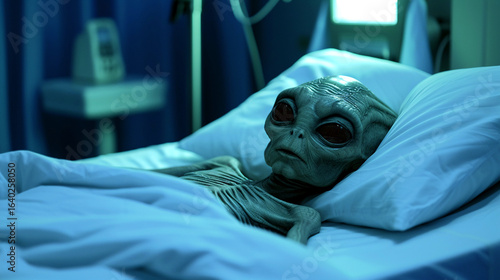 frail alien figure in hospi...