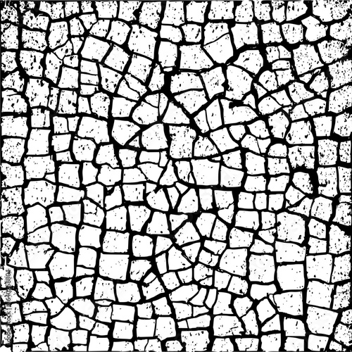 Black and white cracked surface texture vector illustration for background and design element use cases