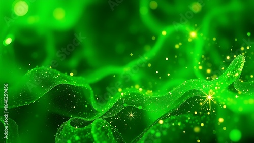 Abstract representation of magnesium-rich food with vibrant green hues and sparkling particles, symbolizing hidden nutritional power.