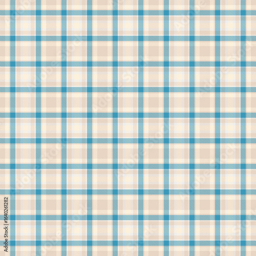 Many tartan check seamless, stitch plaid background texture. Preppy fabric pattern vector textile in light and cyan colors.