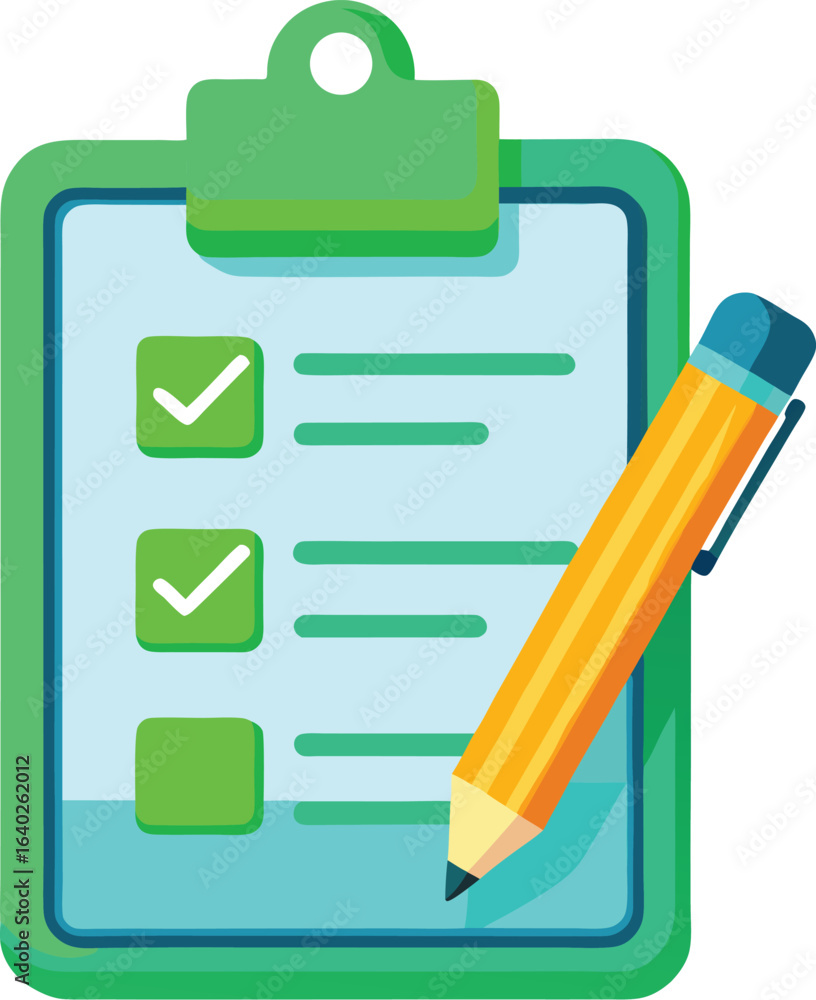 Fototapeta premium Checklist clipboard with pencil task management vector