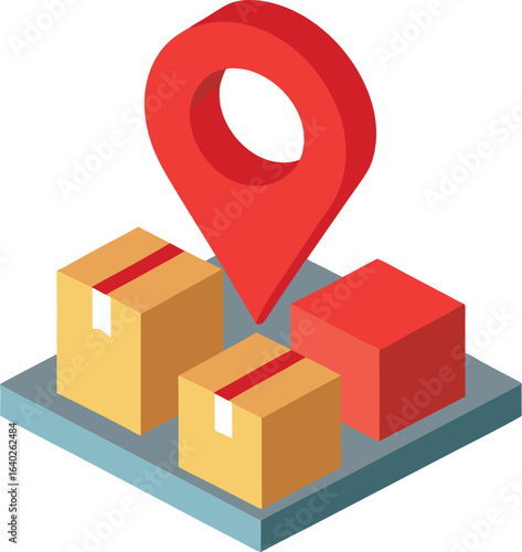 Isometric delivery location with packages