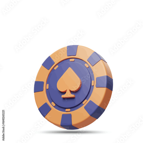 Isolated spade suit poker chip, a symbol of gambling and casino gaming