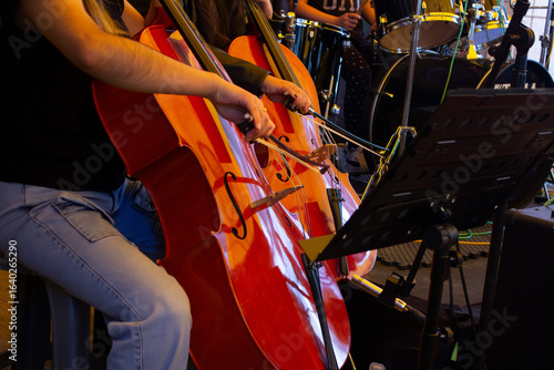 CLOSE UP CONCIERTO DE VIOLONCHELOS AL AIRE LIBRE