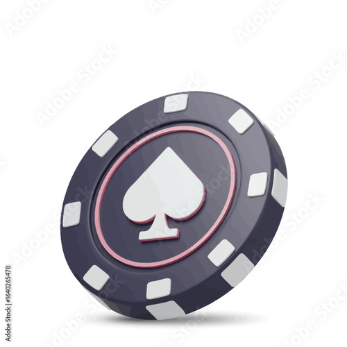 Illustration of casino chip with spade symbol represents gambling concept
