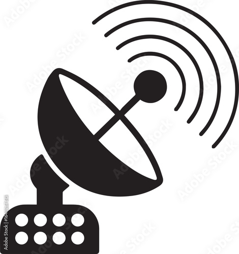 minimal satellite antenna icon for connectivity, satellite tv, broadband, radio wave and internet signal