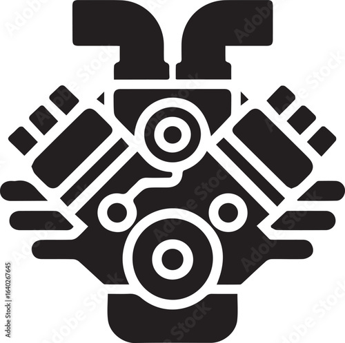 car engine vector icon design for transportation maintenance, auto service branding, engineering parts illustration