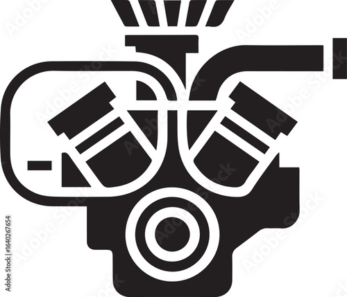 vector car engine symbol for auto diagnostics, mechanical tools branding, transportation repair and vehicle maintenance
