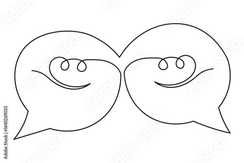 Continuous one line art of speech bubble icon with unique modern smooth outline for conversation and elegant communication themed artwork illustration