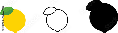 Three variations of a lemon illustration.