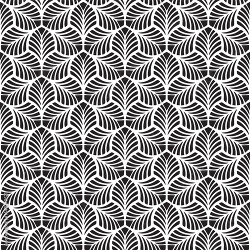 Abstract Seamless Black and White Art Deco Vector Pattern