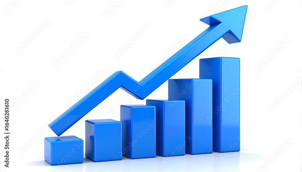 Blue Growth Chart Upward Trend. Blue Growth Chart Upward Trend.
