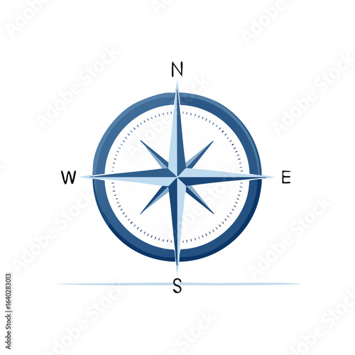 Blue Compass Rose on Black on transparent background