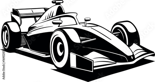 A stylized black sports car vector illustration on a white background, perfect for a fast race or police chase concept
