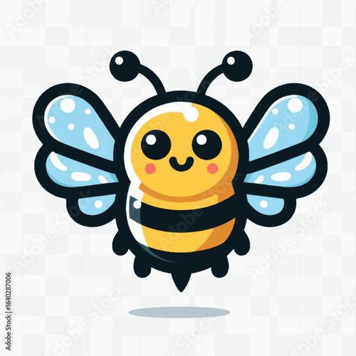 Adorable Cartoon Bee with Large Eyes and Wings