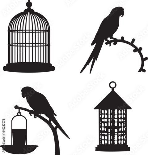 Gold and white antique birdcage with an open door, a vintage symbol of freedom