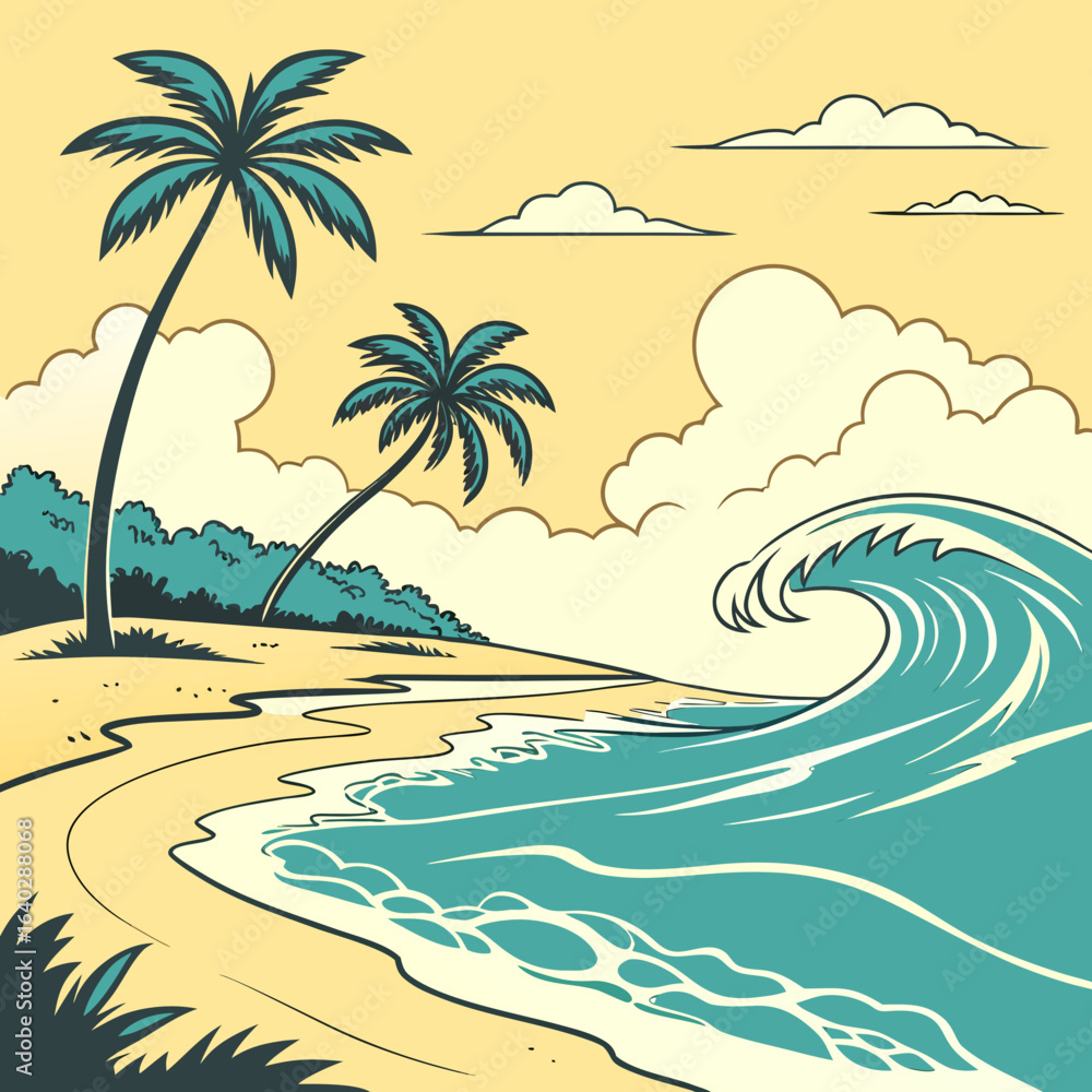 Fototapeta premium Tropical beach with waves.