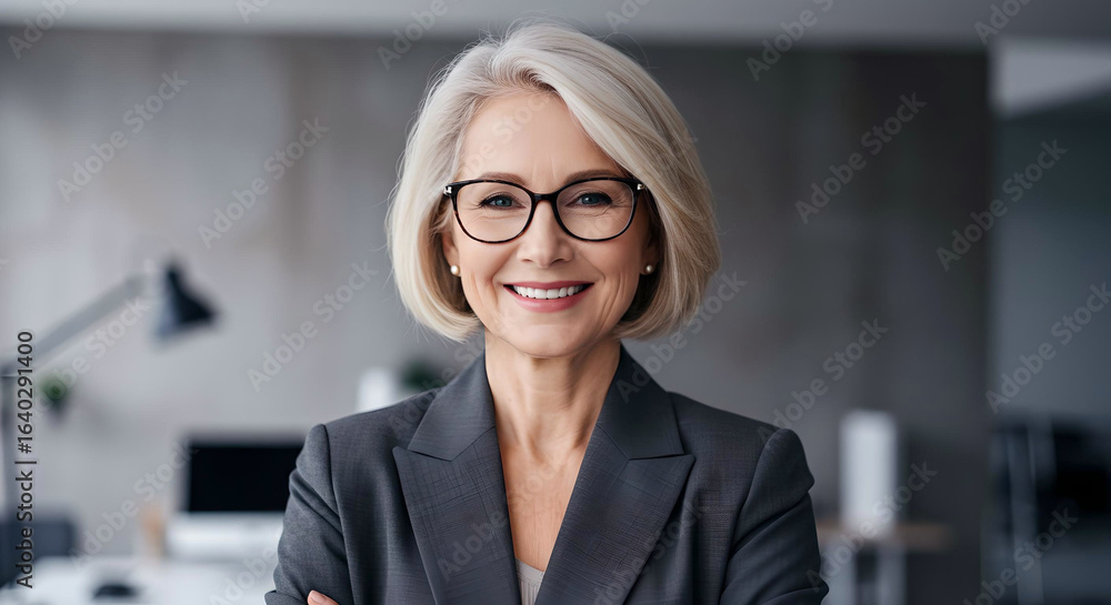 Blonde short haircut, senior Female CEO or Chief Executive Officer, a mature Caucasian woman running a large corporation as boss. generative AI Blonde short haircut, senior Female CEO or Chief Executive Officer, a mature Caucasian woman running a large corporation as boss. generative AI