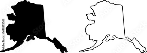 Alaska state border map outline and silhouette vector graphic isolated image	 icon