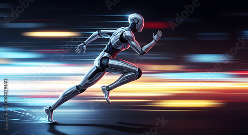 Running robot with light effect , Agility Humanoid Robot Factory Concept