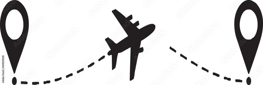 Obraz premium Modern airplane flight path icon illustrating travel routes and aviation journeys with clean lines and vibrant colors perfect for navigation and transportation themes