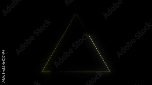 Frame in the shape of a triangle, light neon glow, energy, smoke, footage portal Abstract technology triangle from animated .