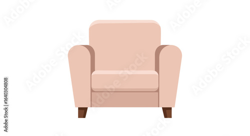 Classic pink armchair illustration isolated on a white background. Comfortable upholstered furniture for interior design concepts.