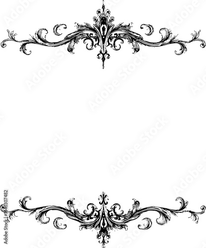 Ornate Vintage Rose Floral Dividers in Black and White