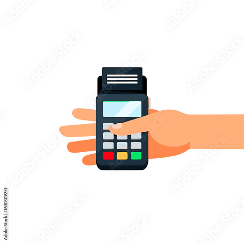 Hand Holding a Payment Terminal with a Card Reader Displayed for Contactless Transactions Today