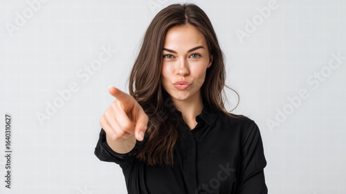 Wallpaper Mural  Confident Woman Blowing Kiss and Pointing at Camera Torontodigital.ca