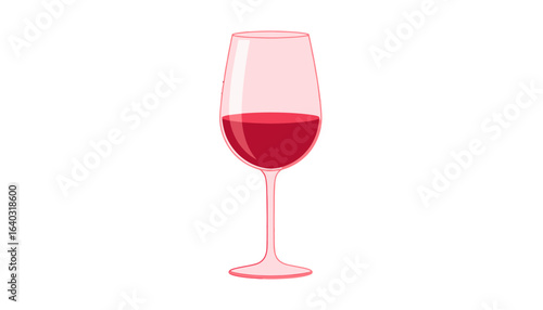 A single glass of red wine, illustrated in a clean, flat vector style. Alcoholic beverage icon isolated on a white background.