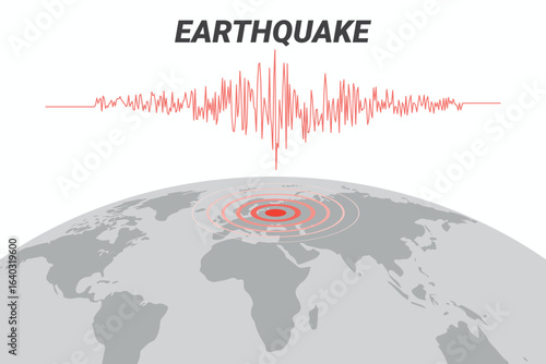 Illustration of an earthquake on a globe.