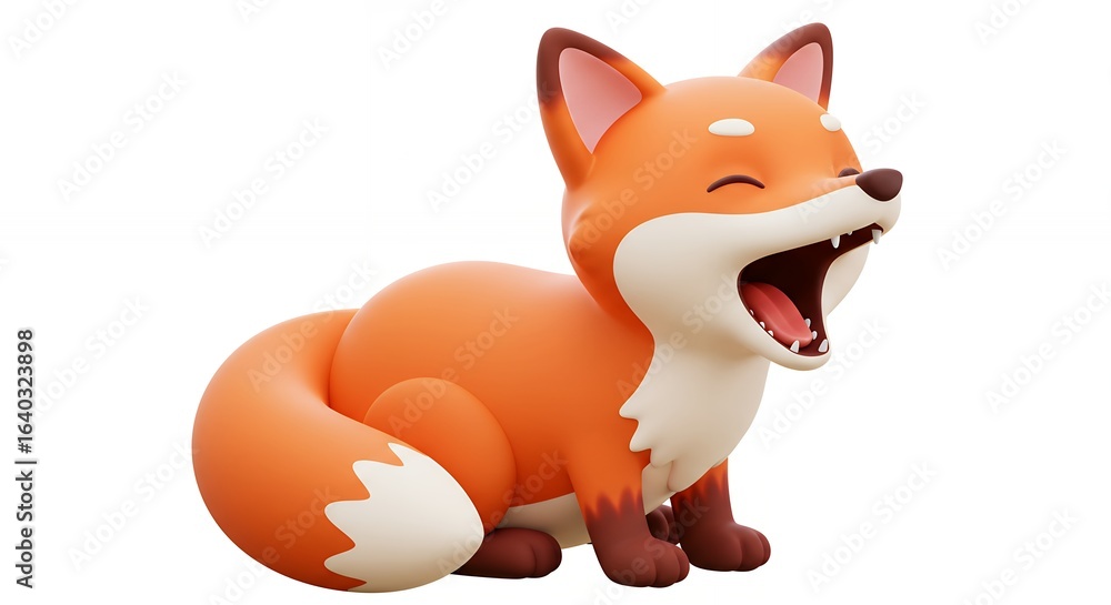 Obraz premium Cartoon fox character happy expression illustration