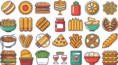 Diverse Assortment of Food Items and Drinks cooking