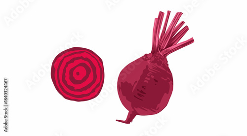 Purple Beetroot fruit Vegetable sliced issolated on white 