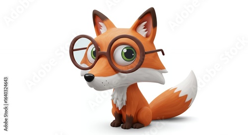 Cartoon fox with glasses illustration