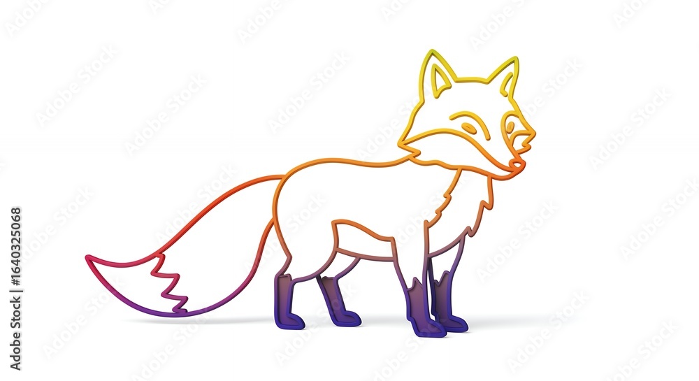 Obraz premium Colorful gradient fox illustration