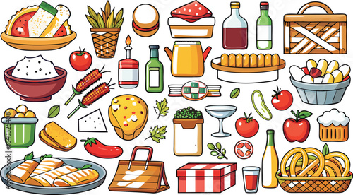 Savory Meals Fruits and Baked Goods Assortment food