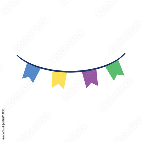 A Colorful String of Bunting Flags for Festive Celebrations and Parties