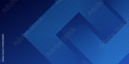 Dark blue abstract background with glowing futuristic lines, featuring a modern geometric design. Perfect for banners, covers, posters, and web headers.