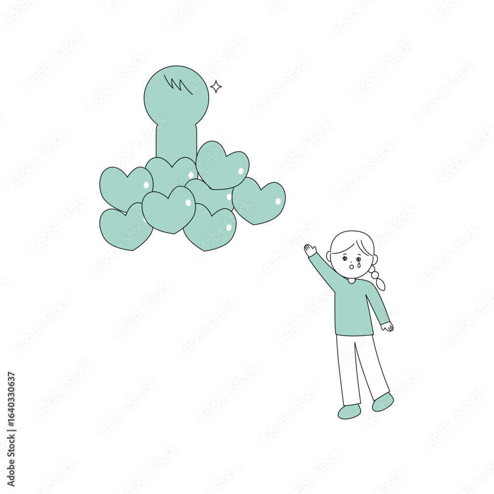 Obraz premium 片思いの人を思う女の子のイラスト