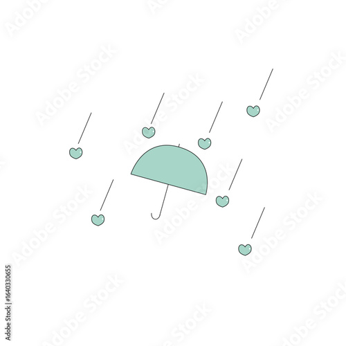 傘とハートの雨のイラスト