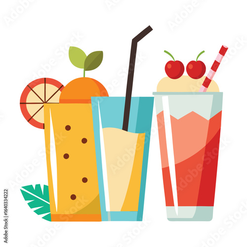 Set of Soda can, cocktail, soft drinks isolated vector illustration