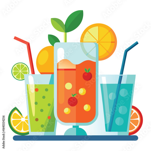 Set of Soda can, cocktail, soft drinks isolated vector illustration