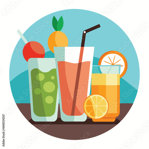 Set of Soda can, cocktail, soft drinks isolated vector illustration