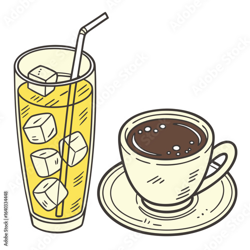 Set of Soda can, cocktail, soft drinks isolated vector illustration